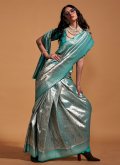 Green Contemporary Saree in Kanjivaram Silk with Woven - 1