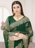 Green Contemporary Saree in Silk with Embroidered - 1
