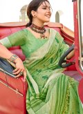 Green Cotton  Embroidered Classic Designer Saree - 1