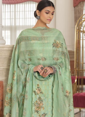 Green Cotton  Embroidered Designer Palazzo Salwar Suit for Festival