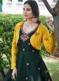 Green Cotton  Embroidered Gown for Festival - 2