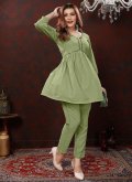 Green Cotton  Embroidered Party Wear Kurti for Casual - 2