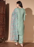 Green Cotton  Embroidered Salwar Suit for Casual - 2