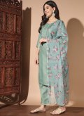 Green Cotton  Embroidered Salwar Suit for Casual - 3