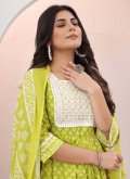 Green Cotton  Embroidered Trendy Salwar Kameez for Casual - 1