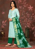 Green Cotton  Hand Work Salwar Suit - 1