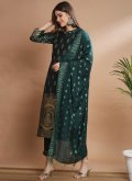 Green Cotton Silk Jacquard Work Salwar Suit for Festival - 2
