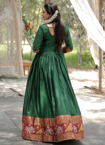 Green Cotton  Woven Designer Gown for Ceremonial