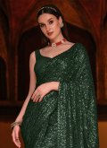Green Designer Contemporary Saree in Georgette with Sequins Work - 1
