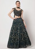 Green Designer Lehenga Choli in Georgette with Embroidered - 2
