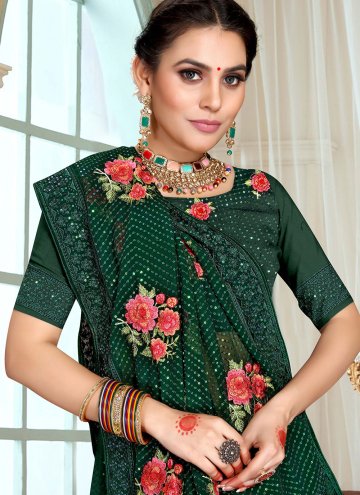 Green Designer Saree in Georgette with Embroidered
