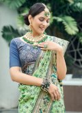 Green Designer Saree in Patola Silk with Patola Print - 1