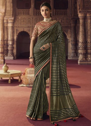 Green Designer Saree in Viscose with Embroidered