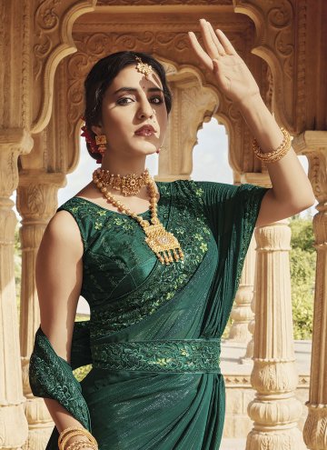 Green Fancy Fabric Embroidered Trendy Saree