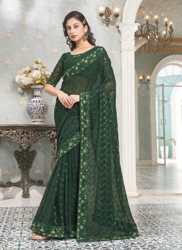 Green Faux Georgette Embroidered Classic Designer 
