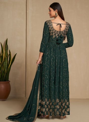 Green Faux Georgette Embroidered Gown