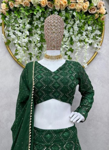 Green Faux Georgette Embroidered Lehenga Choli