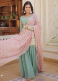 Green Faux Georgette Embroidered Salwar Suit - 2