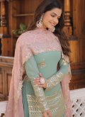 Green Faux Georgette Embroidered Salwar Suit - 3