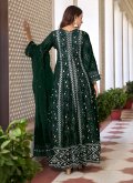 Green Faux Georgette Embroidered Salwar Suit - 1