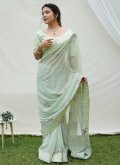 Green Georgette Border Trendy Saree for Ceremonial - 3