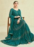 Green Georgette Embroidered Designer Gown for Ceremonial - 1
