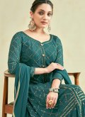 Green Georgette Embroidered Designer Gown for Ceremonial - 2