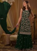 Green Georgette Embroidered Salwar Suit for Ceremonial - 1