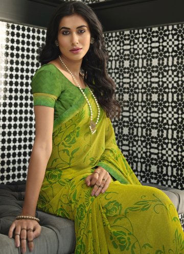 Green Georgette Lace Traditional Saree