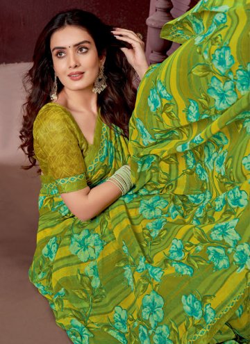 Green Georgette Print Contemporary Saree for Ceremonial