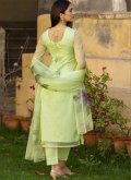 Green Georgette Printed Designer Salwar Kameez for Ceremonial - 1