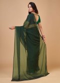 Green Georgette Swarovski Designer Saree for Casual - 2