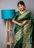 Green Handloom Silk Border Contemporary Saree for Casual - 1