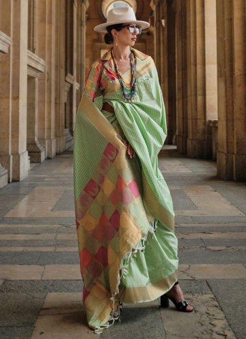 Green Handloom Silk Woven Classic Designer Saree