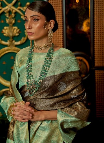 Green Handloom Silk Woven Contemporary Saree for Engagement