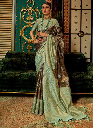 Green Handloom Silk Woven Contemporary Saree for E