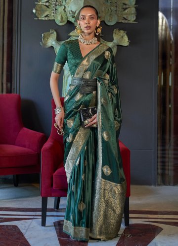 Green Handloom Silk Woven Designer Saree