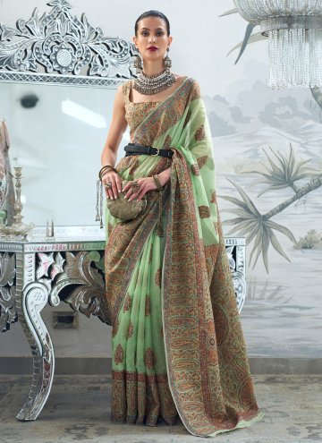 Green Handloom Silk Woven Trendy Saree