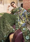 Green Imported Embroidered Trendy Saree for Engagement - 1