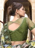 Green Imported Embroidered Trendy Saree for Engagement - 3