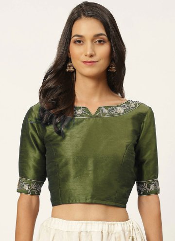 Green  in Art Dupion Silk with Embroidered