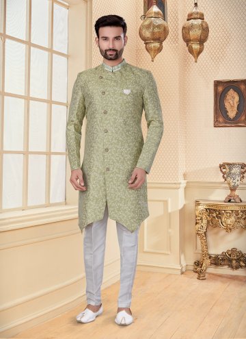 Green Jacquard Embroidered Indo Western for Ceremonial