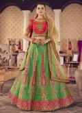 Green Jacquard Silk Embroidered Designer Lehenga Choli - 1