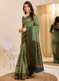 Green Kanjivaram Silk Jacquard Work Contemporary Saree for Ceremonial - 2