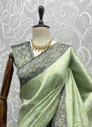 Green Kanjivaram Silk Thread Contemporary Saree for Festival