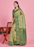 Green Kanjivaram Silk Woven Contemporary Saree for Party - 2