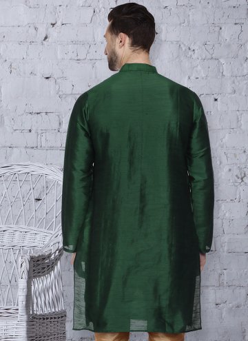 Green Kurta in Art Dupion Silk with Embroidered
