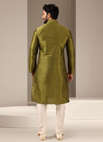 Green Kurta Pyjama in Art Banarasi Silk with Embroidered