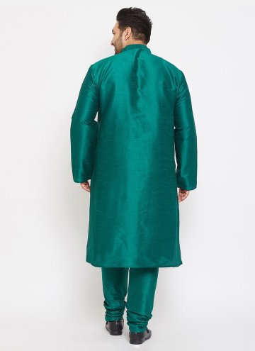 Green Kurta Pyjama in Art Dupion Silk with Plain Work