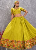 Green Lehenga Choli in Georgette with Embroidered - 1